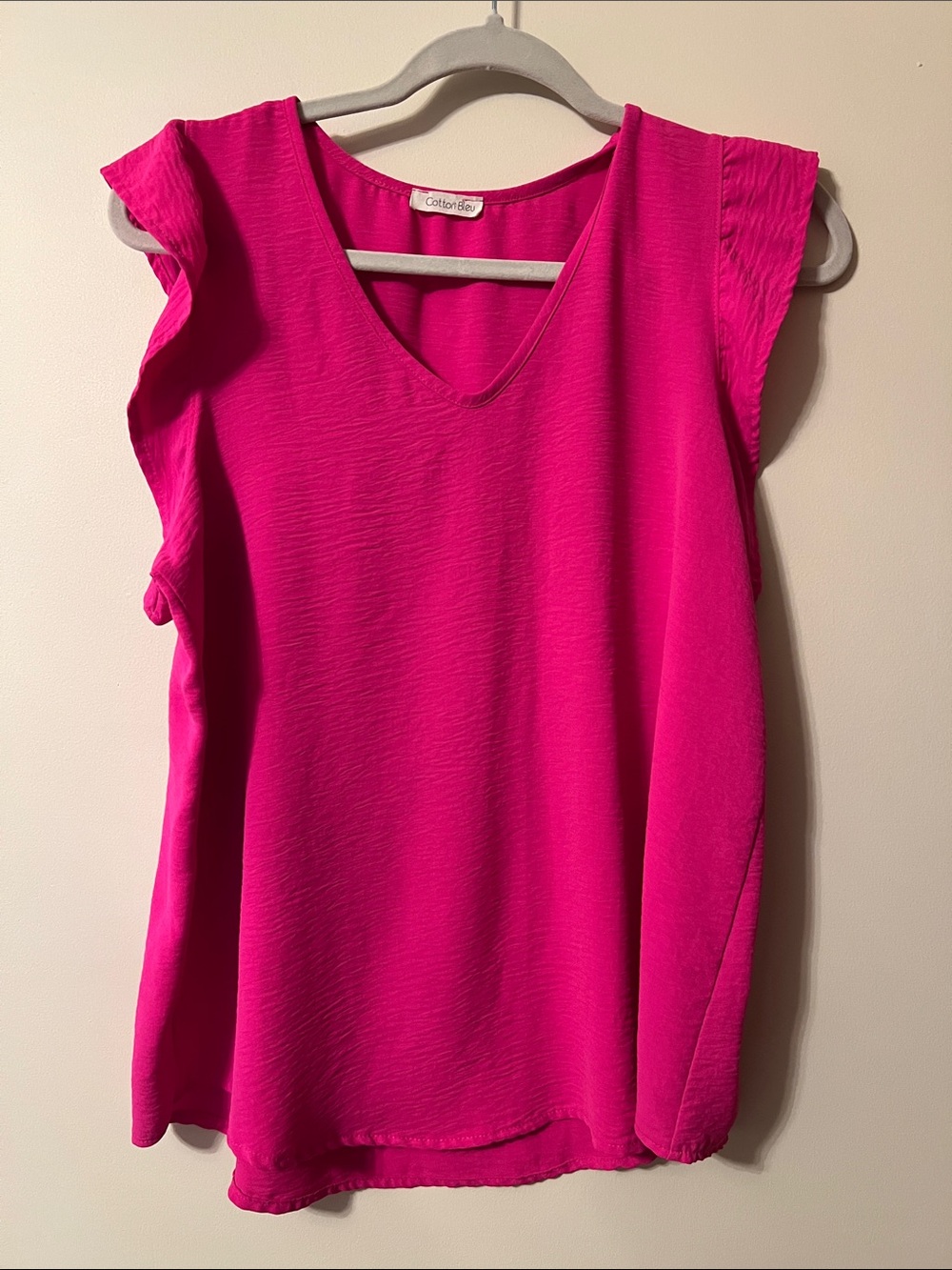 Women's V-Neck Cap Sleeve Blouse - Hot Pink